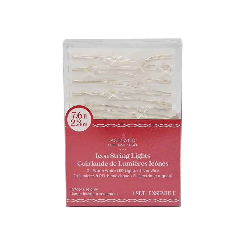 24ct. Warm White LED Star String Lights on Silver Wire by Ashland®