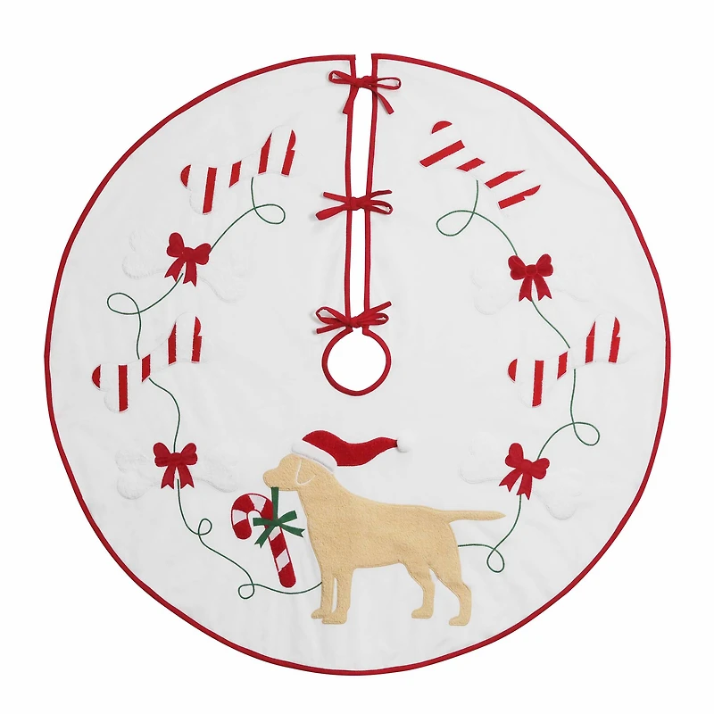 4ft. Dog with Candy Cane Tree Skirt by Ashland®