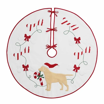 4ft. Dog with Candy Cane Tree Skirt by Ashland®