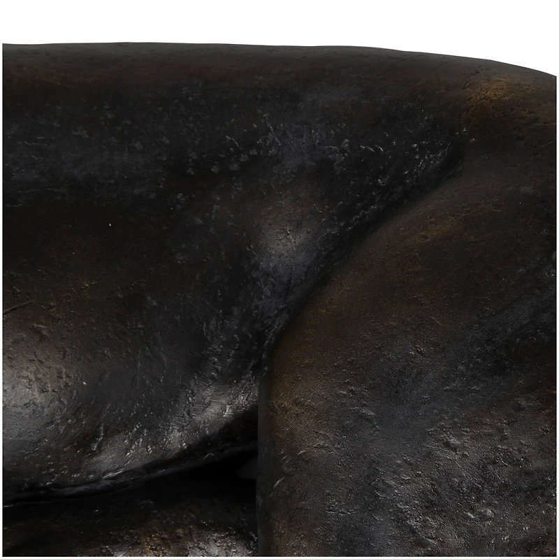 13" Black Laying Leopard Sculpture