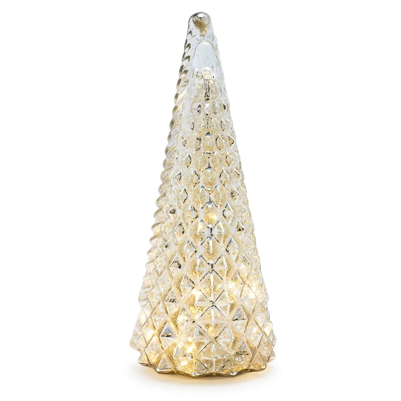 Textured Mercury Glass LED Tree Set