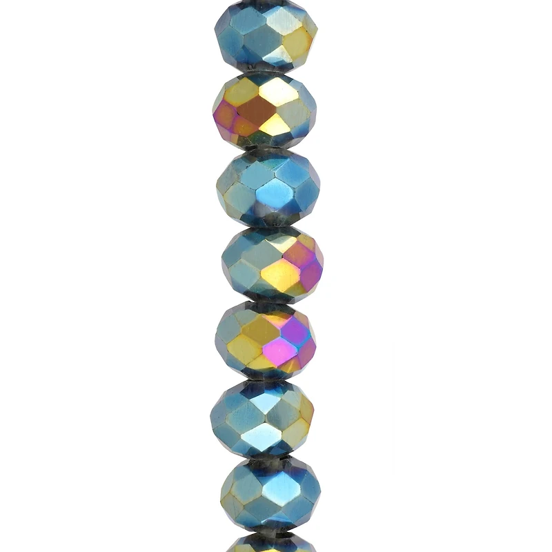 Black AB Large Hole Faceted Glass Rondelle Beads by Bead Landing