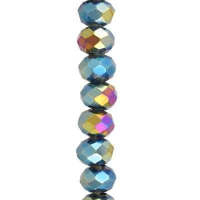 Black AB Large Hole Faceted Glass Rondelle Beads by Bead Landing