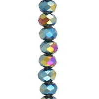 Black AB Large Hole Faceted Glass Rondelle Beads by Bead Landing