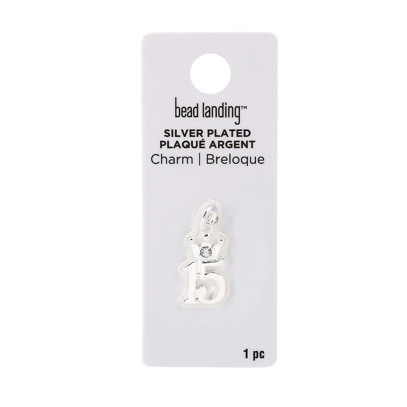 Silver Plated Crown 15 Charm by Bead Landing™
