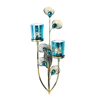 14.5" Peacock Plume Candle Wall Sconce
