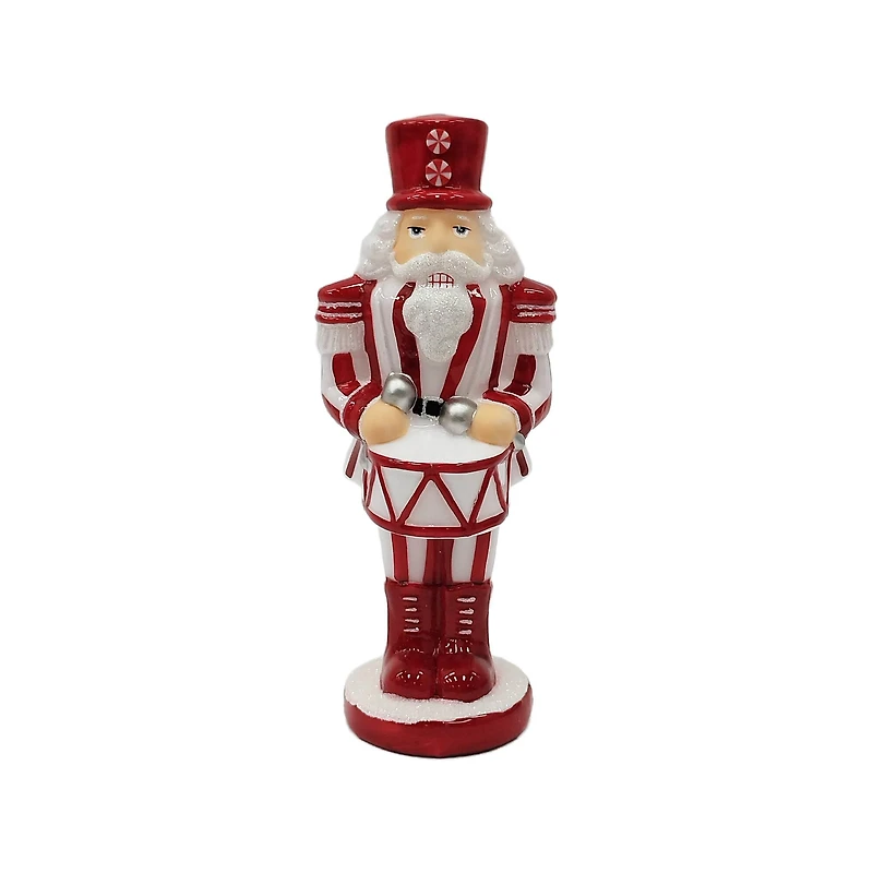 9.5" Red & White Peppermint & Drum Glass Nutcracker by Ashland®