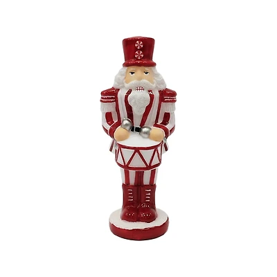 9.5" Red & White Peppermint & Drum Glass Nutcracker by Ashland®