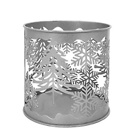 4.25" Silver Metal Trees & Snowflakes Candle Holder by Ashland®