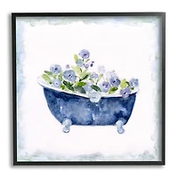 Stupell Industries Charming Blue Foral Bathtub Botanical Framed Giclee Art