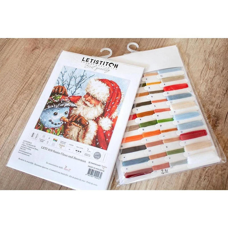 Letistitch Santa Claus And Snowman Counted Cross Stitch Kit