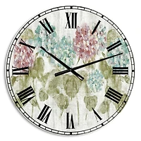 Designart 'Red And Blue Vibrant Hydrangea Flowers Farmhouse Wall Clock