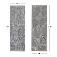 Set of 2 Grey Wood Modern Abstract Wall Decor, 16" x 48"