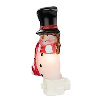 6.5" White and Red Snowman in Black Top Hat Christmas Night Light