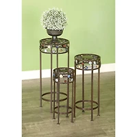 Black Metal Traditional Spiral Design Plantstand Set