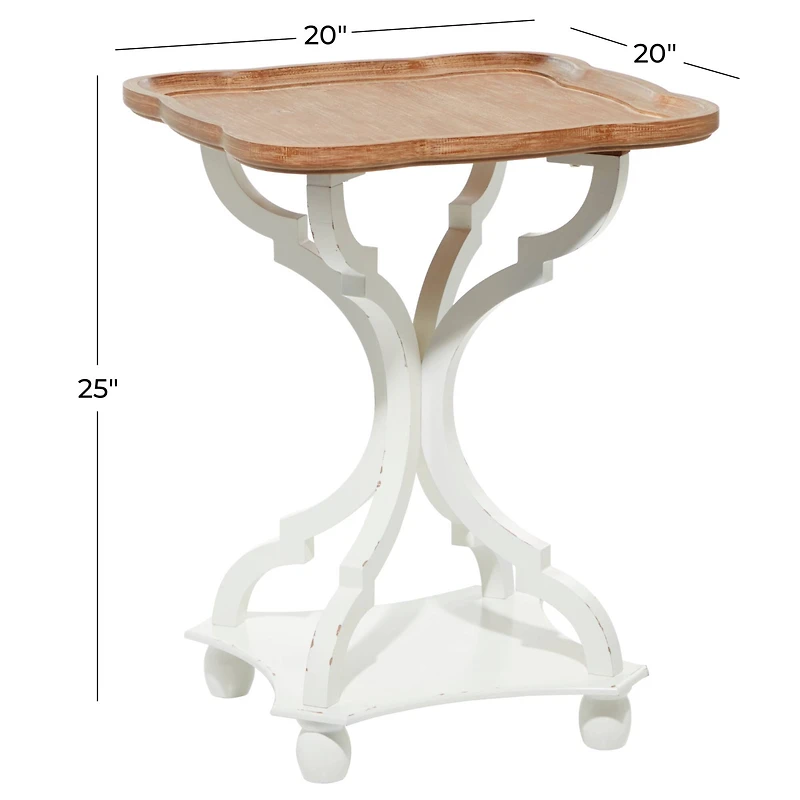 25" White Farmhouse Wood Accent Table