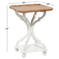 25" White Farmhouse Wood Accent Table
