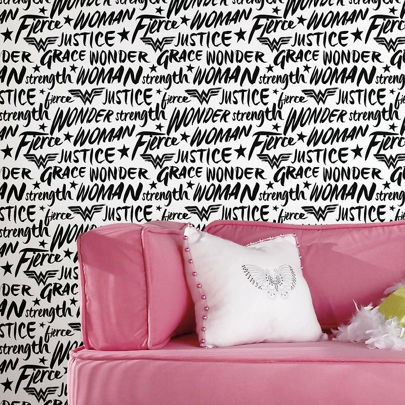 RoomMates Wonder Woman Script Peel & Stick Wallpaper
