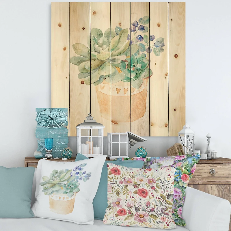 Designart - Succulent Flower In Terracotta Pot II