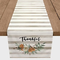 72" Striped Floral Thankful Poly Twill Table Runner