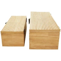 Light Brown Wood Carved Linear Box Set