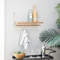 Gold Wood Contemporary Wall Hook, 14" x 23" x 6"