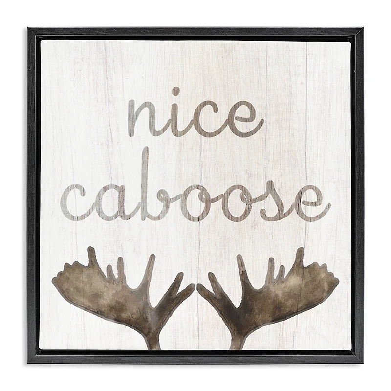 Stupell Industries Nice Caboose Bathroom Moose Antlers Floater Framed Art