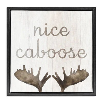 Stupell Industries Nice Caboose Bathroom Moose Antlers Floater Framed Art