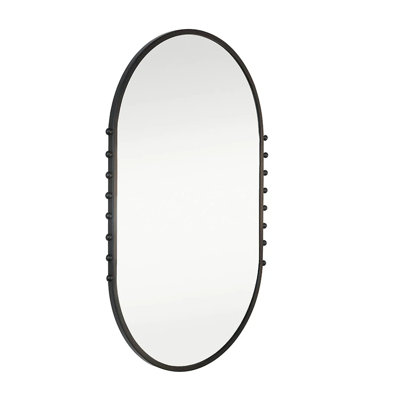 Hello Honey® 35.5" Matte Black Metal Framed Oval Wall Mirror with Balls