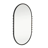 Hello Honey® 35.5" Matte Black Metal Framed Oval Wall Mirror with Balls