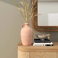 15" Orange Terracotta Jug Vase with Handle