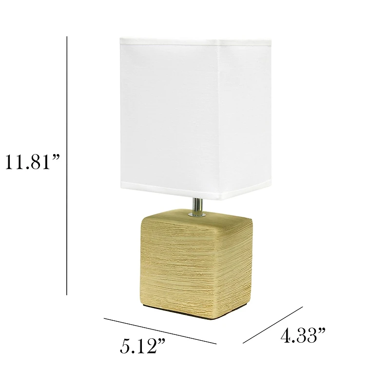 Simple Designs Stone Table Lamp with White Shade