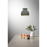 Hello Honey® Sienna Matte Charcoal Boho Ceramic Ceiling Light with White Fabric Cord