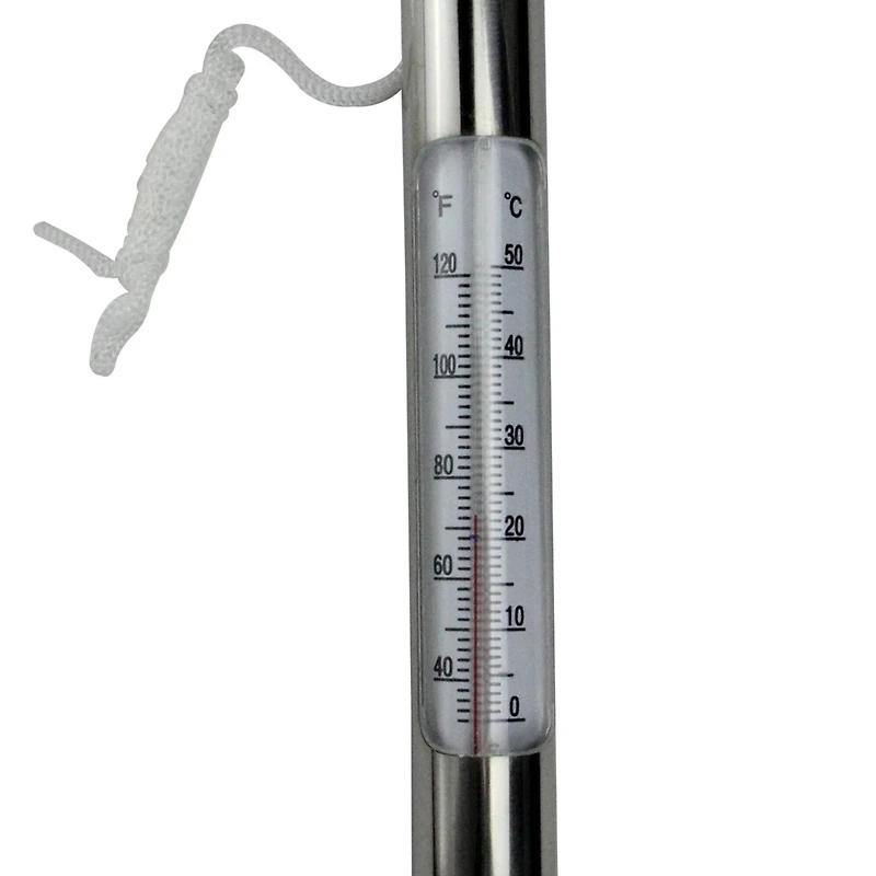 6.75" Silver Metallic Round Swimming Pool Thermometer with Cord