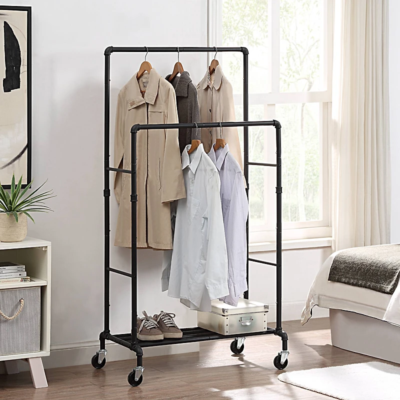 SunnyPoint Black Double Garment Rack