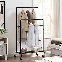 SunnyPoint Black Double Garment Rack