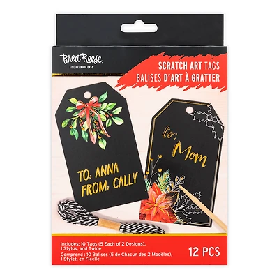 Brea Reese™ Holiday Floral Scratch Art Tags
