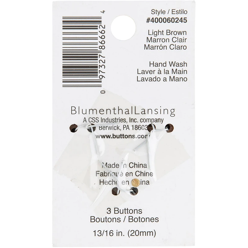 Organic Elements 13/16" Brown Wood Buttons, 3ct.