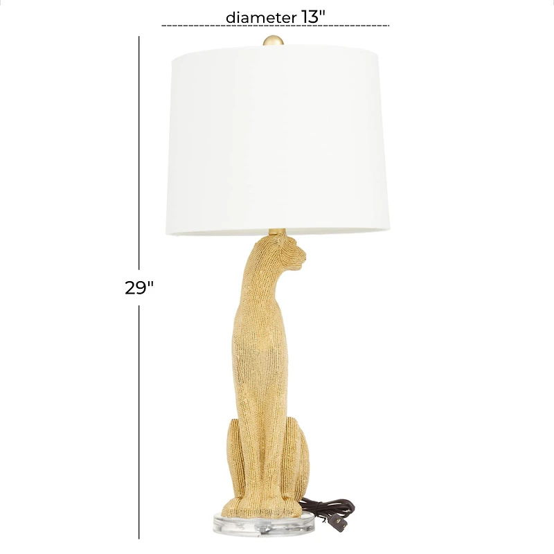29" Polystone Glam Leopard Table Lamps