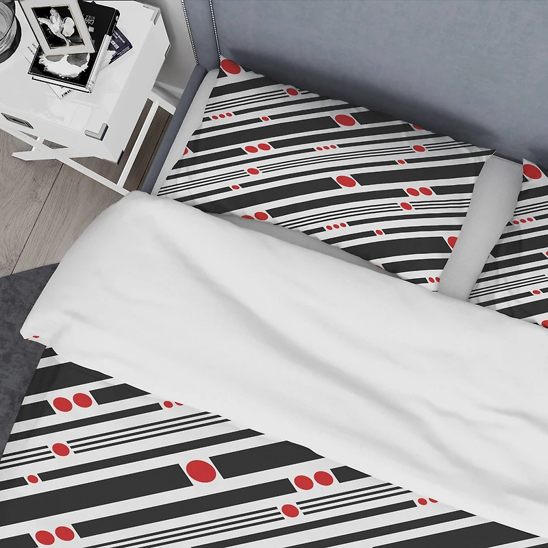 Designart 'Retro Geometrical Abstract Minimal Pattern XII' Mid-Century Duvet Cover Set