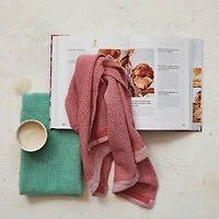 Hello Honey® 30" Pink & Mint Stonewashed Cotton Waffle Weave Tea Towel Set