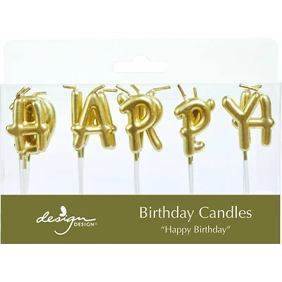 Design Design Gold Letters Specialty Birthday Candles Set
