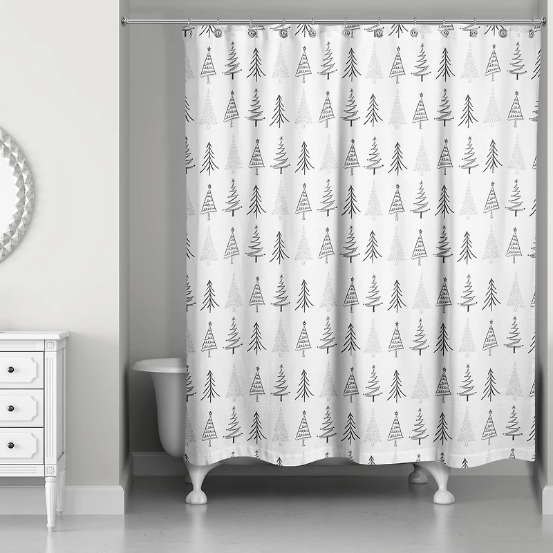 Designs Direct Christmas Tree Sketches 71" x 74" Shower Curtain