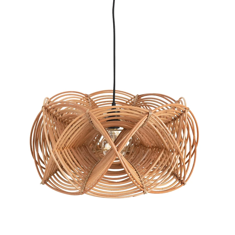 Hello Honey® 21" Natural Modern Woven Rattan Ceiling Light