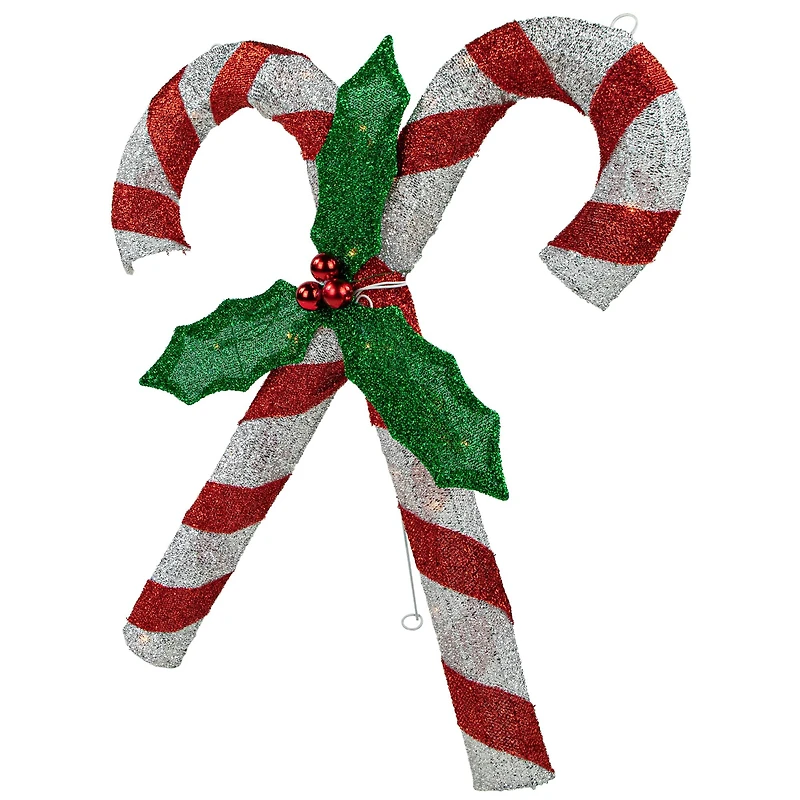 26" Red & White Lighted Double Candy Cane Outdoor Christmas Décor