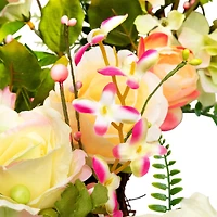 26" Daisy Peony & Roses Artificial Floral Spring Wreath