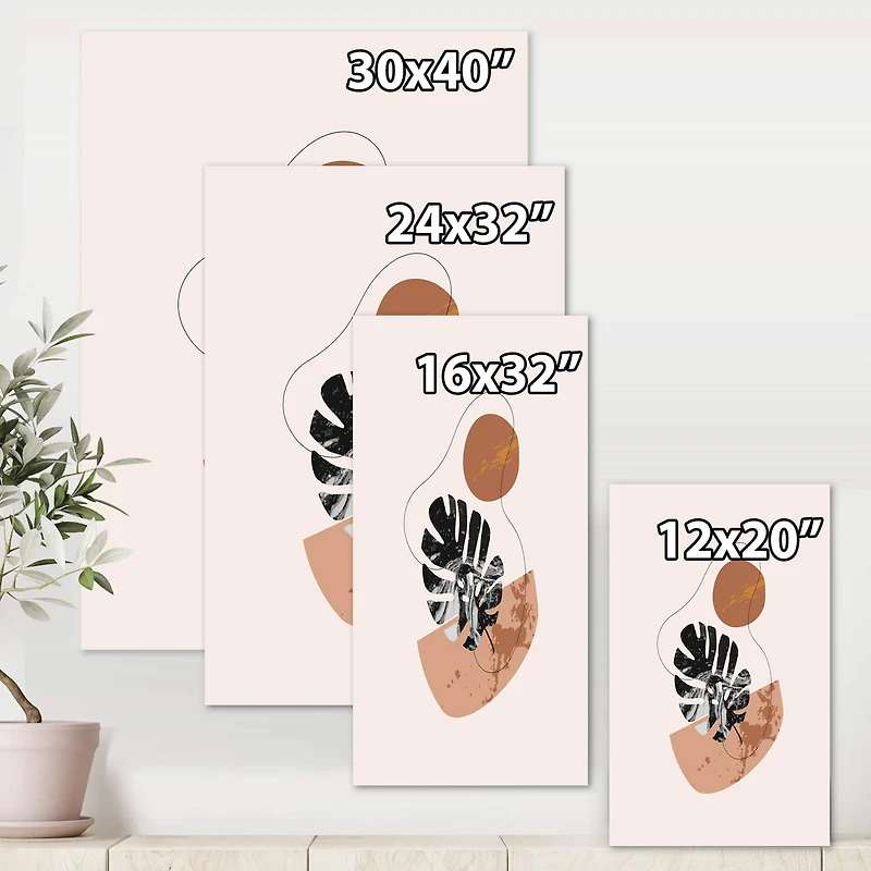 Designart - Abstract Shapes & Tropical Monstera Leaves