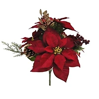 17" Burgundy Poinsettia, Pine & Berry Deluxe Bush by Ashland®