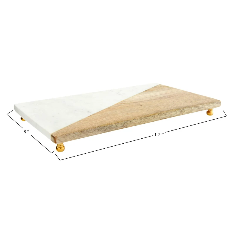 Hello Honey® Mango Wood & Marble Serving Tray