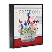 Stupell Industries Freedom Americana Floral Pinwheels Framed Giclee Art